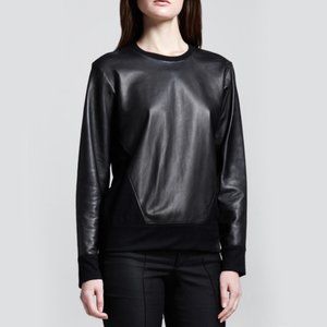 Helmut Lang Wool & Leather 50/50 Crewneck Sweater